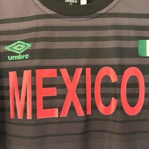 Mexico men’s national soccer shirt, Umbro. Size M. Stripes of black w/small flag